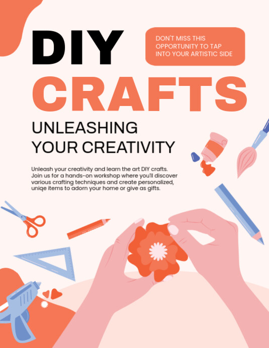 Pink Orange DIY Crafts Flyer Template (Us Letter) PosterMyWall