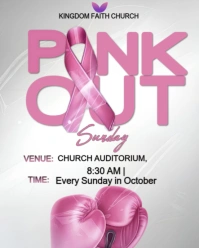 Pink Out Sunday | Breast Cancer Awareness Boxing Event Flyer Template Instagram Portrait