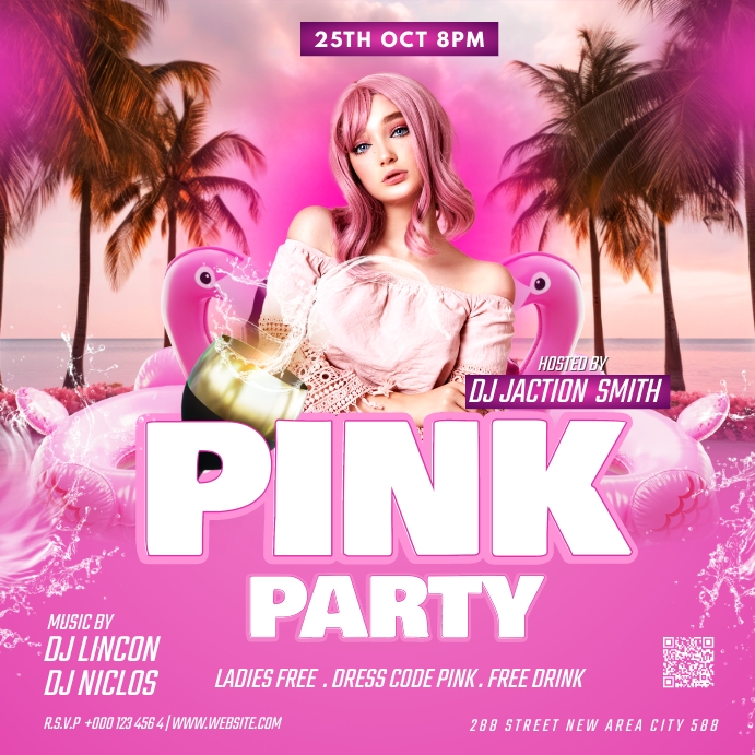Pink Party flyer Template PosterMyWall