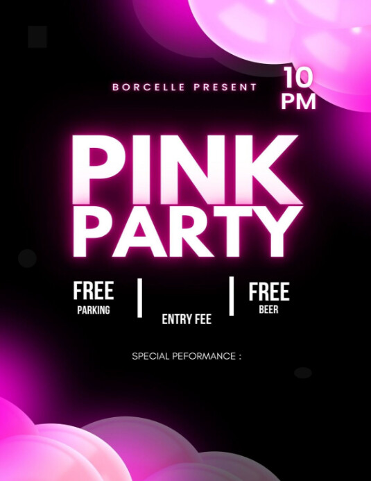 pink party flyers Template | PosterMyWall