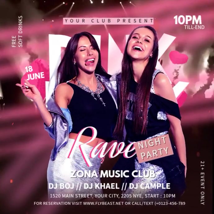 Plantilla de Pink Party Rave ads | PosterMyWall