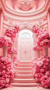 Różowy Floral Decor Digitalt display Template