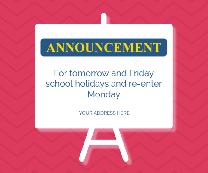 Pink Pastel Announcement Notification Posters Medium Rectangle Template ...