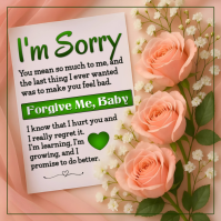 Pink Pastel Apology Card Square (1:1) template