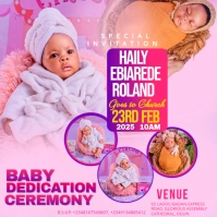 Pink Pastel Baby Dedication Flyer Instagram Post template