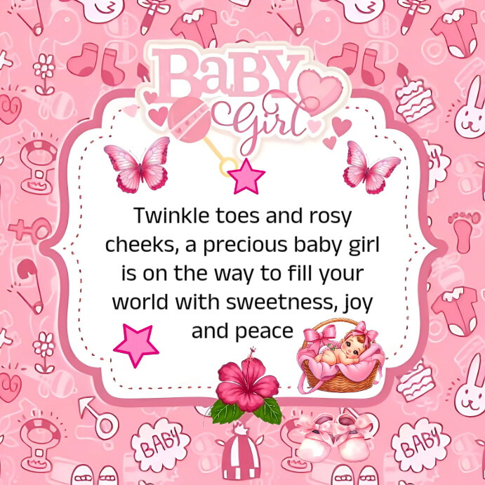 Pink Pastel Message Pink Pastel Baby Girl Shower Message Instagram Post Template | PosterMyWall