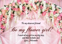 Pink Pastel Best Friend Flower Girl Bridesmaid Invitation Card  Postcard 明信片 template