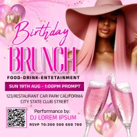 Pink Pastel Birthday Brunch Invitation Templa Instagram Post template