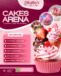 Pink Pastel Cake Shop Flyer Template  Instagram Portrait