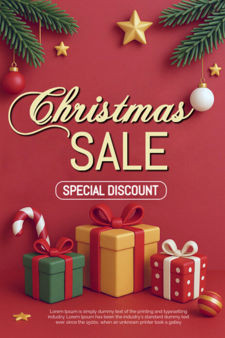 Pink Pastel Christmas Sale Template Poster