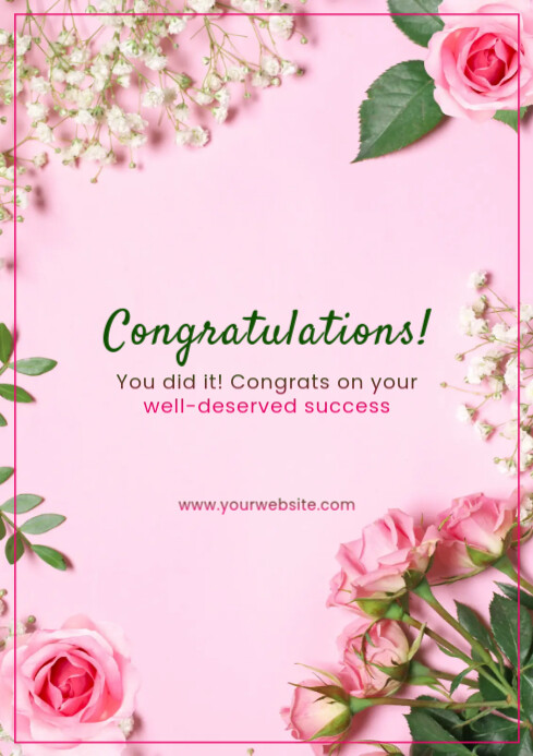 Pink Pastel Congratulations Card  A4 template