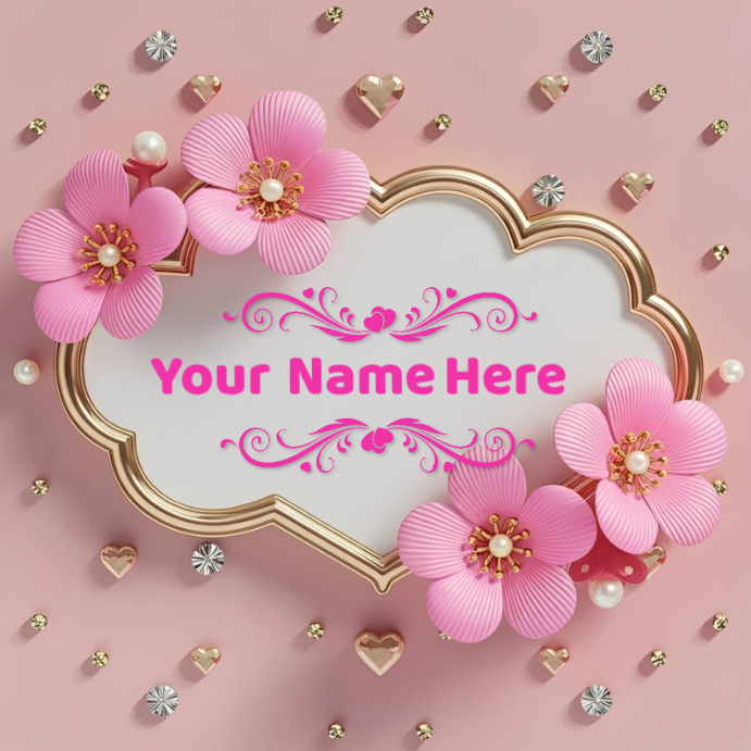 Pink Pastel Custom Floral Name Logo Template – Elegant Pink Branding ...