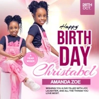 Pink Pastel Editable Birthday Design Template For Girls  Instagram Post
