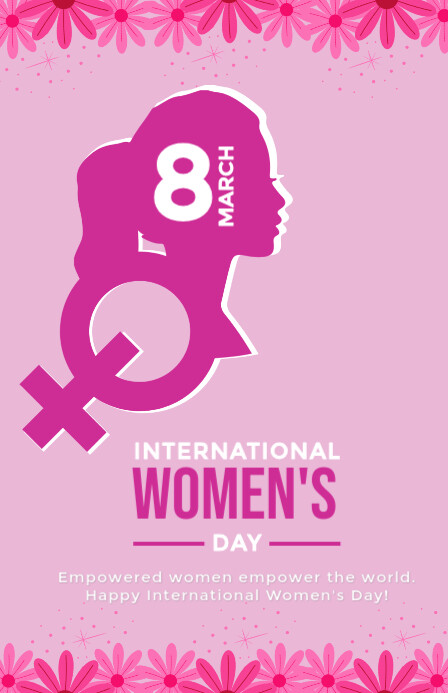 Pink Pastel Empowered Women's Day Poster  Half Page Wide Halfbladsy Breed template