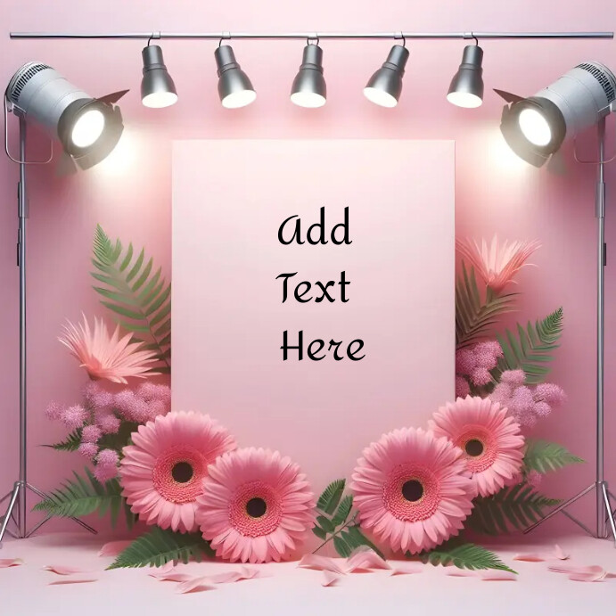 Frame Pattern Post Pinterest Pink Pastel Floral frame Instagram Post Template | PosterMyWall