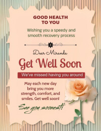 Pink Pastel Get Well Soon Card  Flyer (us Letter) template