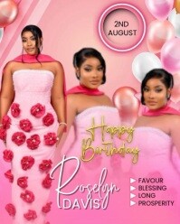 Pink Pastel Happy Birthday Flyer  Instagram Portrait template