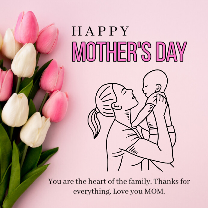 Pink Pastel Happy Mother's Day Celebration Cards Instagram Post template