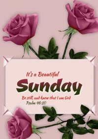 Pink Pastel Happy Sunday  A4 template