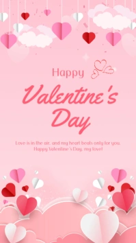 Pink Pastel Happy Valentine Day Greeting Instagram Story template