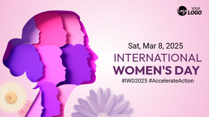 Pink Pastel Happy Women's Day Digital Display (16:9) template