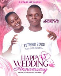 Pink Pastel Romantic 3rd Anniversary Celebration Template  Instagram Portrait