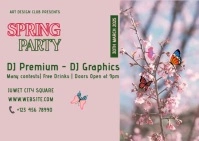 Pink Pastel Spring Postcard Ikhadi leposi template