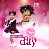 Pink Pastel Stylish Birthday Design For Girls  Instagram Post template