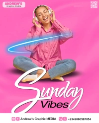Pink Pastel Sunday Vibes Poster  Instagram Portrait template