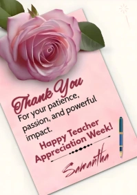 Pink Pastel Teacher Appreciation Week A4 template