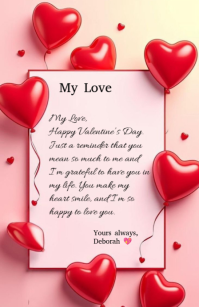 Pink Pastel Valentine Love Letter Tabloid template