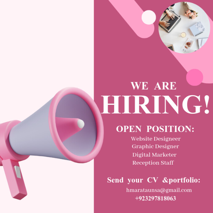 Pinterest Hiring Posts Pink Pastel We Are Hiring Instagram Post Template | PosterMyWall