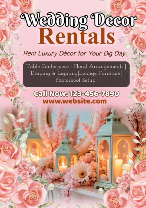 Pink Pastel Wedding Decor Rentals A2 template