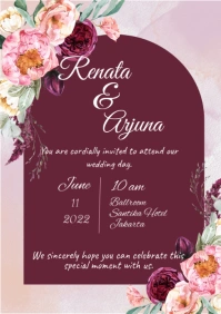 Pink Pastel Wedding Invitation A5 template