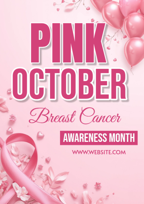 Pink October Standees Pink Pink October A4 Template | PosterMyWall