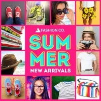 Pink Product Grid Summer New Arrivals Instagram Post Template