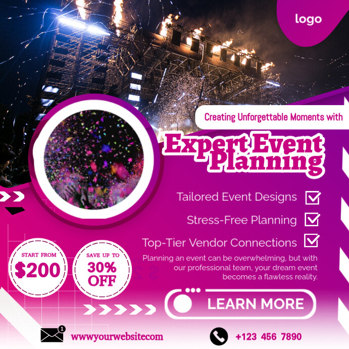Pink Profesional Event Plan Pos Instagram Template | PosterMyWall