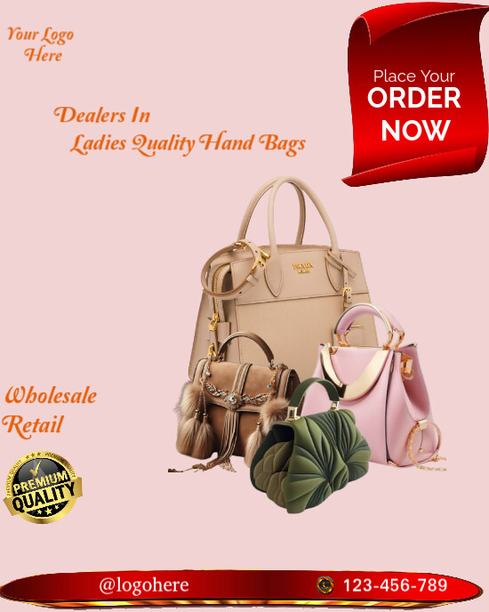 Pink Professional A Hand Bag Advert Design Instagram Portrait template