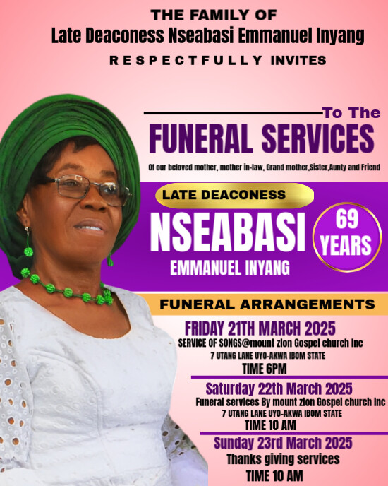 Pink Professional Burial Program Design  Instagram Portrait template