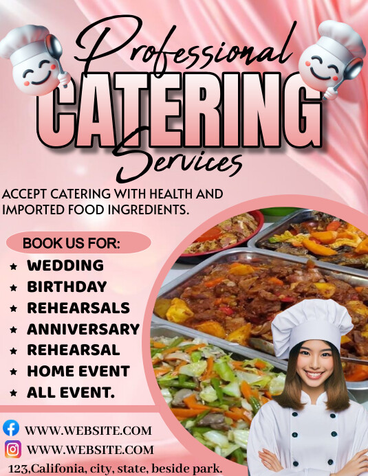 Plantilla de Pink Professional Catering Services Ads Templ | PosterMyWall