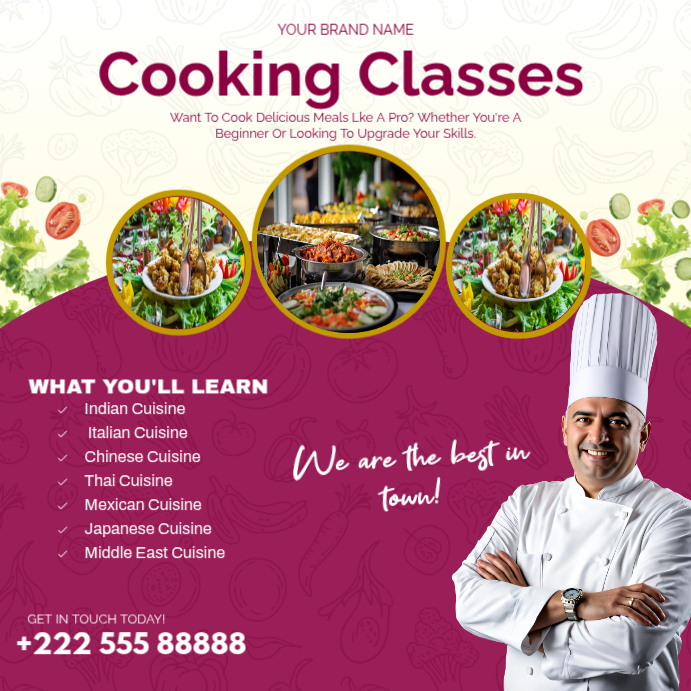Copy of Pink Professional Cooking Classes Instagram Post | PosterMyWall