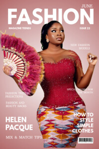 Pink Professional Fashion Magazine Cover  Poster template