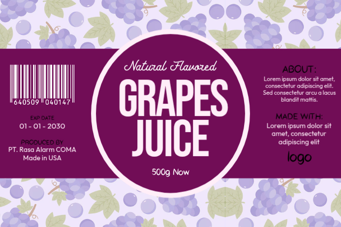 Modello Rosa Grape Juice Label Labels | PosterMyWall