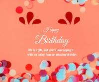 Pink Professional Happy Birthday Wish Card Me Middelgrote rechthoek template