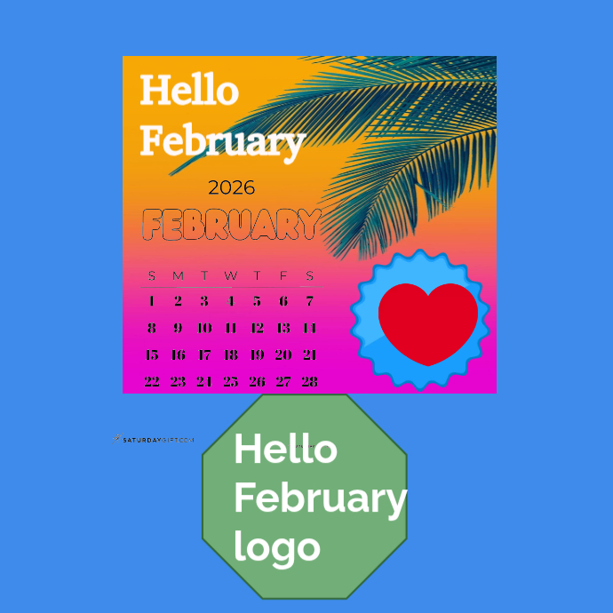 Pink Professional Hello February Logo Template | PosterMyWall