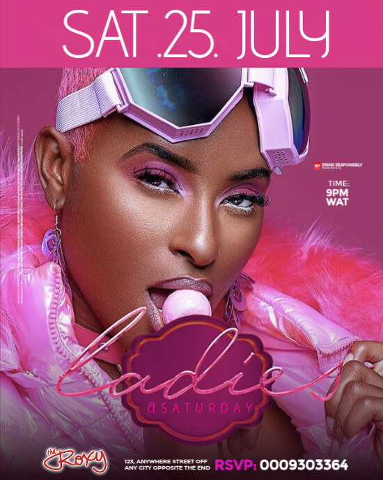 Pink Professional Ladies Night Flyer  Instagram Portrait template