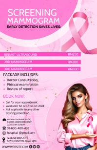 Pink Professional Mammogram Screening Promoti Tabloid template