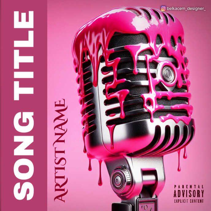 Pink Professional Microphone Album Cover template
