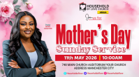 Pink Professional Mother's Day Church Service Digital Display template