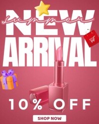 Pink Professional New Arrivals Lipstick Ad Instagram Portrait template